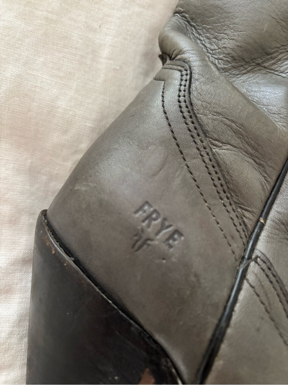 Vintage Frye Sage Grey Leather Western Cowboy Boots USA - Picture 3 of 4